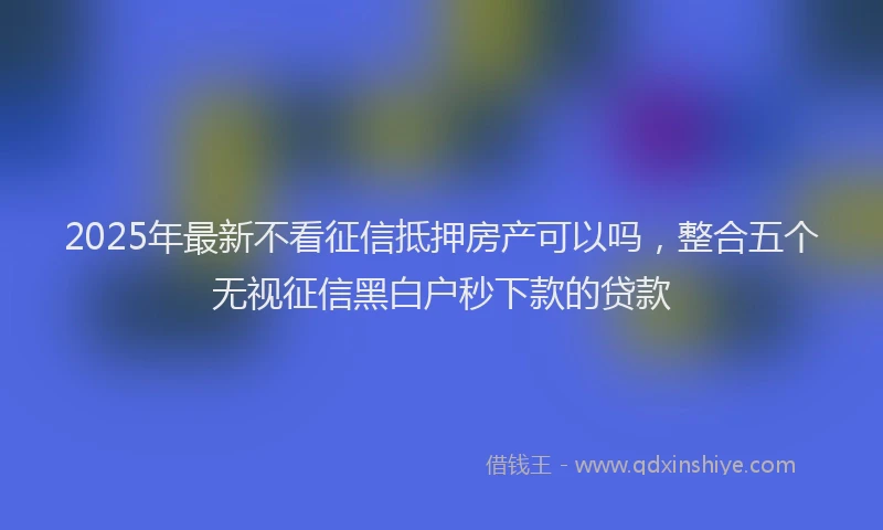 2025年最新不看征信抵押房产可以吗，整合五个无视征信黑白户秒下款的贷款
