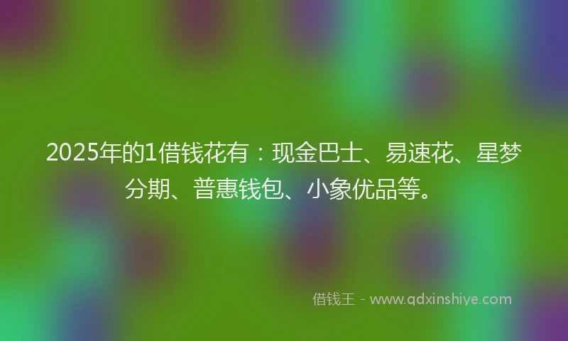 2025年的1借钱花有：现金巴士、易速花、星梦分期、普惠钱包、小象优品等。