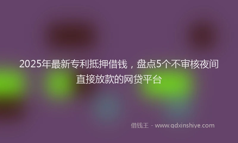 2025年最新专利抵押借钱，盘点5个不审核夜间直接放款的网贷平台