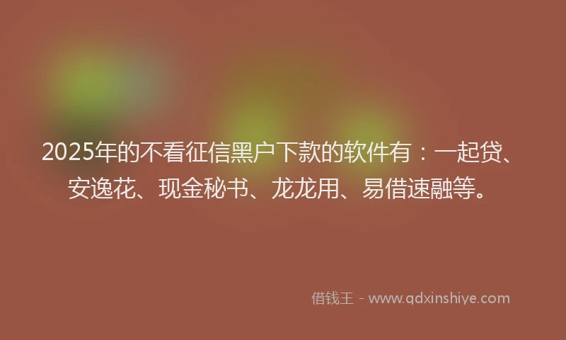 2025年的不看征信黑户下款的软件有：一起贷、安逸花、现金秘书、龙龙用、易借速融等。