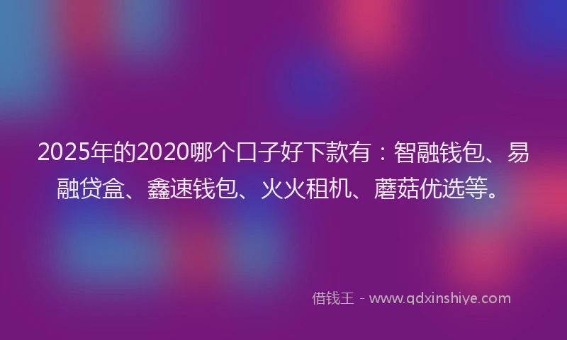2025年的2020哪个口子好下款有：智融钱包、易融贷盒、鑫速钱包、火火租机、蘑菇优选等。