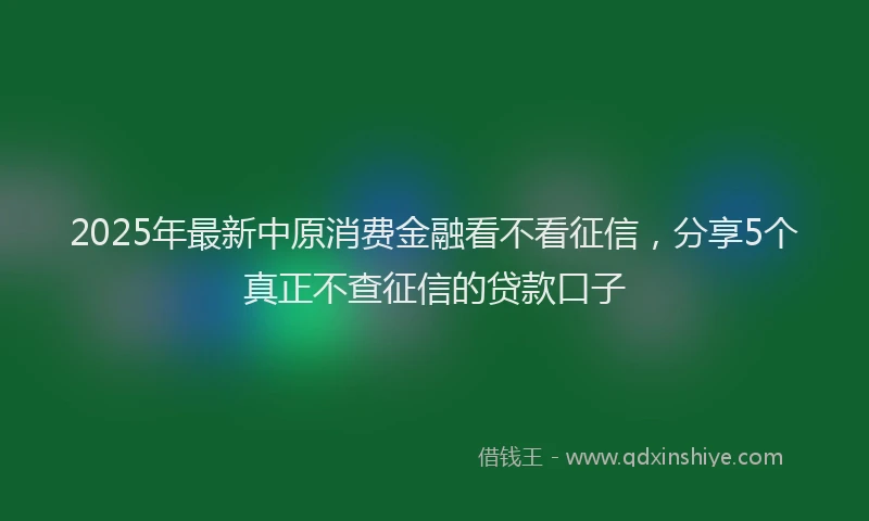 2025年最新中原消费金融看不看征信，分享5个真正不查征信的贷款口子