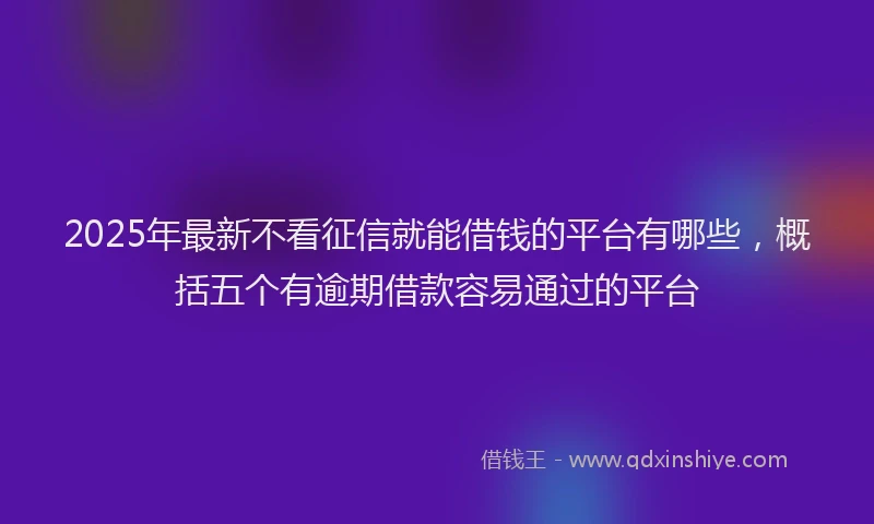 2025年最新不看征信就能借钱的平台有哪些，概括五个有逾期借款容易通过的平台
