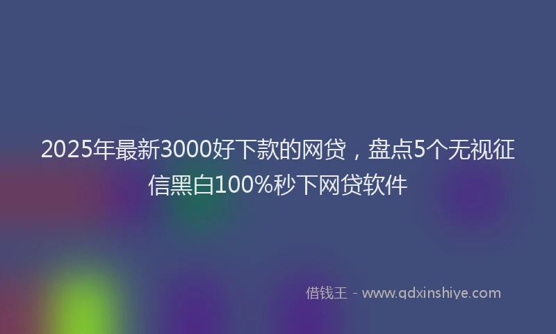 2025年最新3000好下款的网贷，盘点5个无视征信黑白100%秒下网贷软件