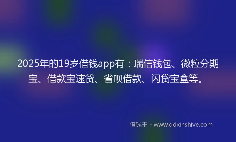 2025年的19岁借钱app有：瑞信钱包、微粒分期宝、借款宝速贷、省呗借款、闪贷宝盒等。