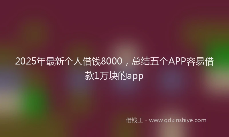 2025年最新个人借钱8000，总结五个APP容易借款1万块的app