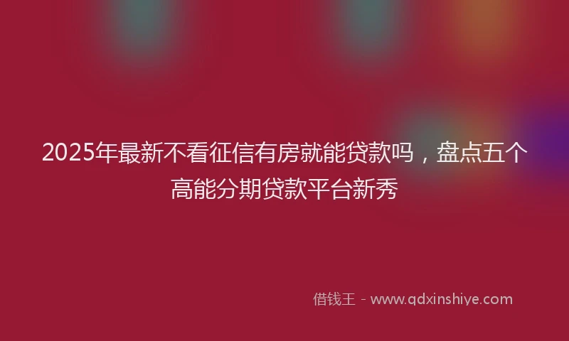 2025年最新不看征信有房就能贷款吗，盘点五个高能分期贷款平台新秀