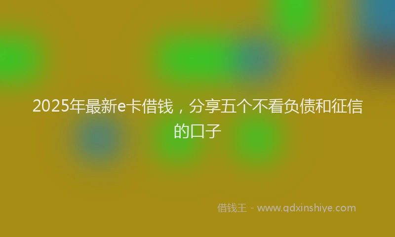 2025年最新e卡借钱，分享五个不看负债和征信的口子