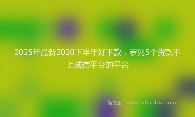 2025年最新2020下半年好下款，罗列5个贷款不上诚信平台的平台