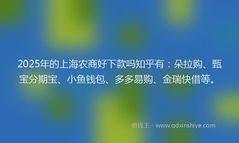 2025年的上海农商好下款吗知乎有：朵拉购、甄宝分期宝、小鱼钱包、多多易购、金瑞快借等。