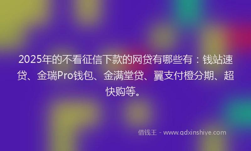 2025年的不看征信下款的网贷有哪些有:钱站速贷、金瑞Pro钱包、金满堂贷、翼支付橙分期、超快购等。
