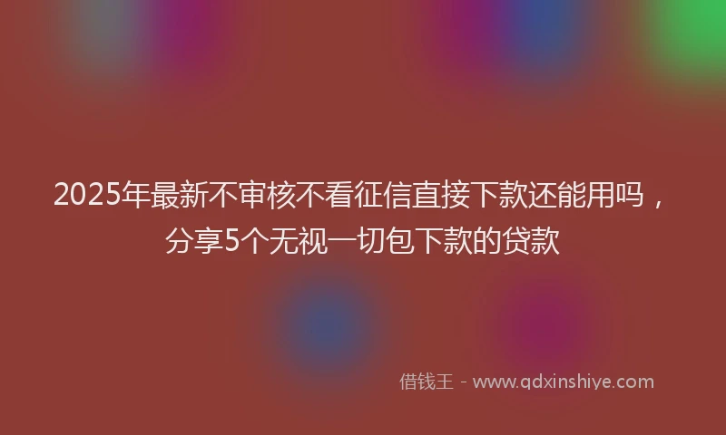 2025年最新不审核不看征信直接下款还能用吗，分享5个无视一切包下款的贷款