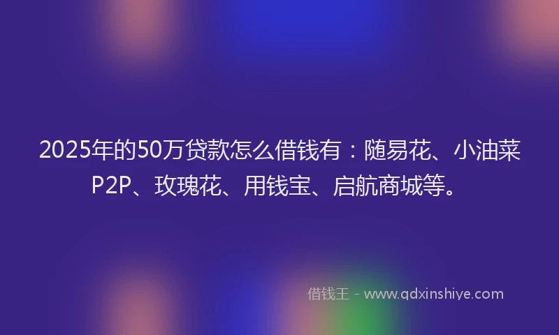 2025年的50万贷款怎么借钱有：随易花、小油菜P2P、玫瑰花、用钱宝、启航商城等。