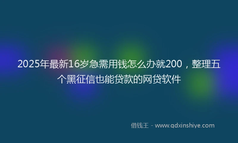 2025年最新16岁急需用钱怎么办就200，整理五个黑征信也能贷款的网贷软件