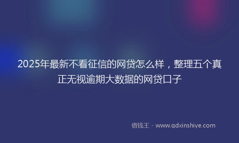 2025年最新不看征信的网贷怎么样，整理五个真正无视逾期大数据的网贷口子
