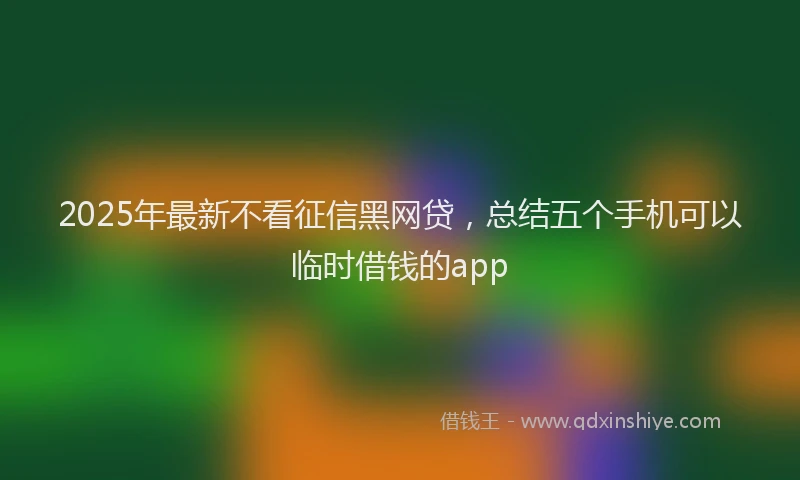 2025年最新不看征信黑网贷，总结五个手机可以临时借钱的app