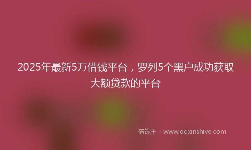 2025年最新5万借钱平台，罗列5个黑户成功获取大额贷款的平台