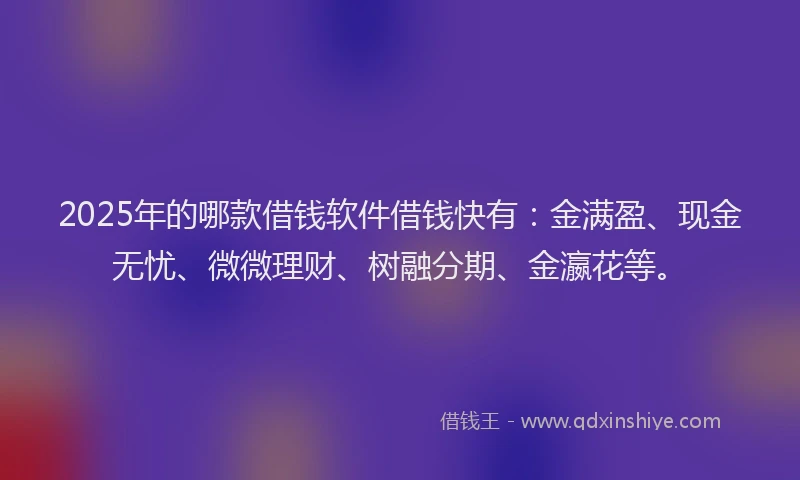 2025年的哪款借钱软件借钱快有：金满盈、现金无忧、微微理财、树融分期、金瀛花等。