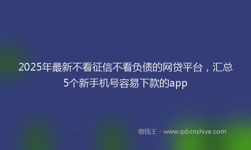 2025年最新不看征信不看负债的网贷平台，汇总5个新手机号容易下款的app