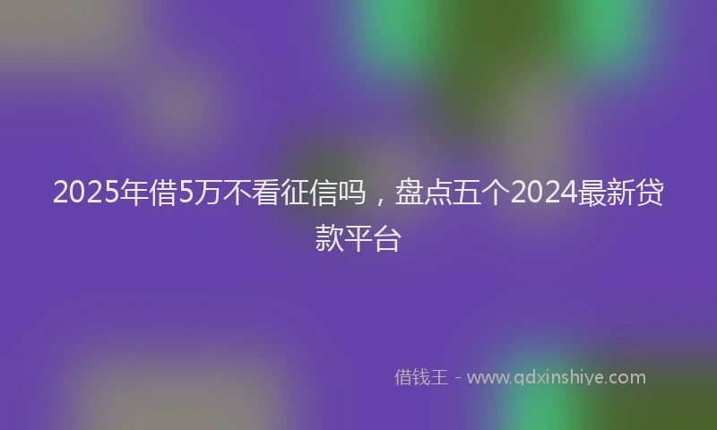 2025年借5万不看征信吗，盘点五个2024最新贷款平台