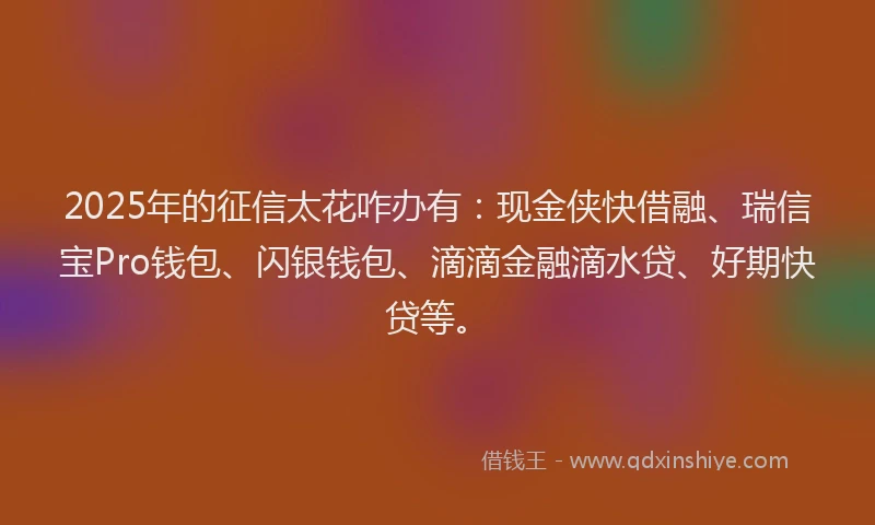 2025年的征信太花咋办有：现金侠快借融、瑞信宝Pro钱包、闪银钱包、滴滴金融滴水贷、好期快贷等。