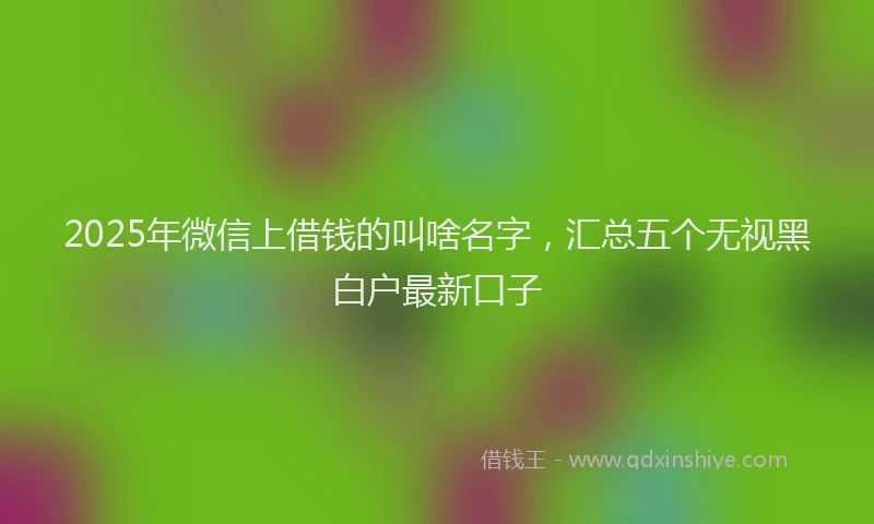 2025年微信上借钱的叫啥名字，汇总五个无视黑白户最新口子