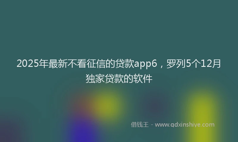 2025年最新不看征信的贷款app6，罗列5个12月独家贷款的软件