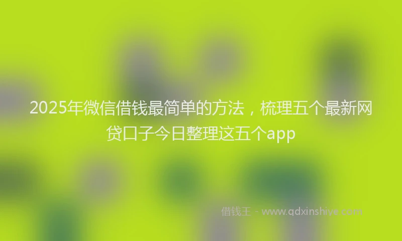 2025年微信借钱最简单的方法，梳理五个最新网贷口子今日整理这五个app