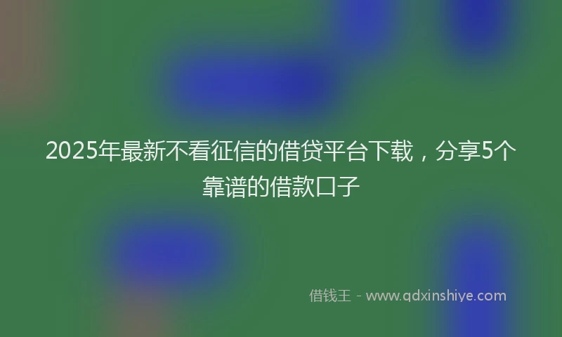 2025年最新不看征信的借贷平台下载，分享5个靠谱的借款口子