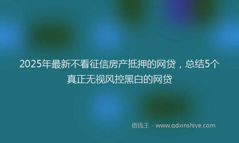 2025年最新不看征信房产抵押的网贷，总结5个真正无视风控黑白的网贷