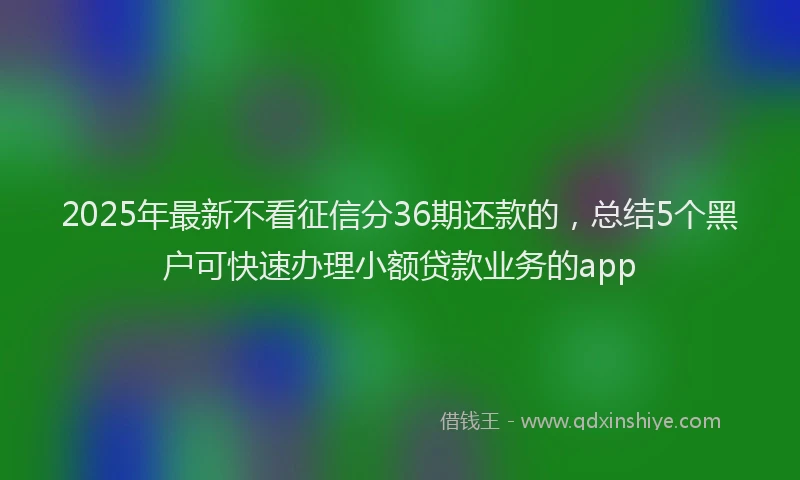 2025年最新不看征信分36期还款的，总结5个黑户可快速办理小额贷款业务的app