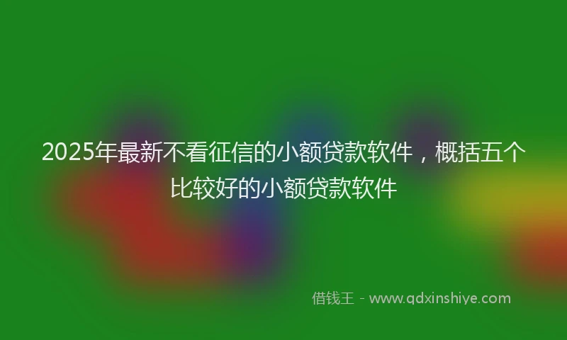 2025年最新不看征信的小额贷款软件，概括五个比较好的小额贷款软件