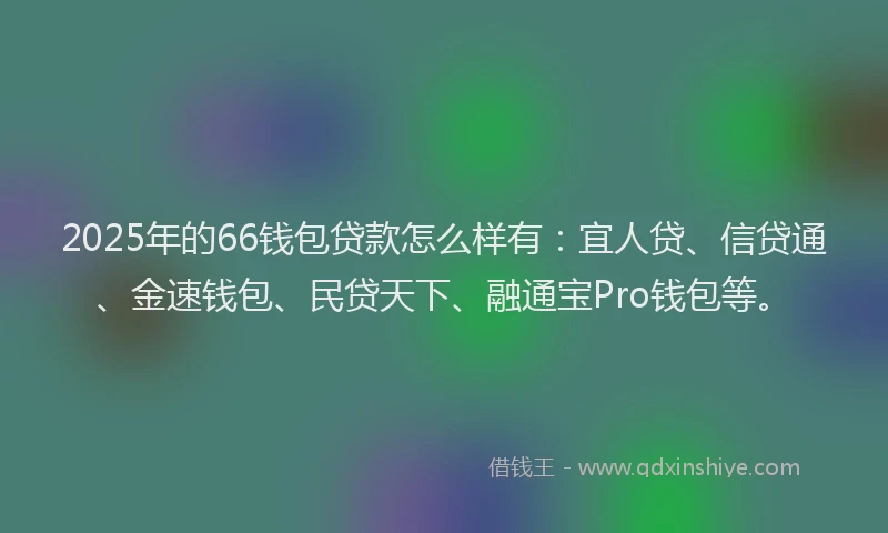 2025年的66钱包贷款怎么样有：宜人贷、信贷通、金速钱包、民贷天下、融通宝Pro钱包等。