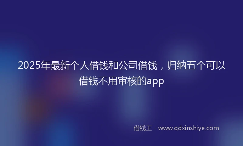 2025年最新个人借钱和公司借钱，归纳五个可以借钱不用审核的app