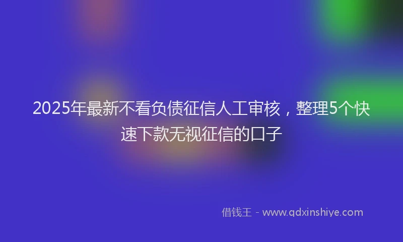 2025年最新不看负债征信人工审核，整理5个快速下款无视征信的口子
