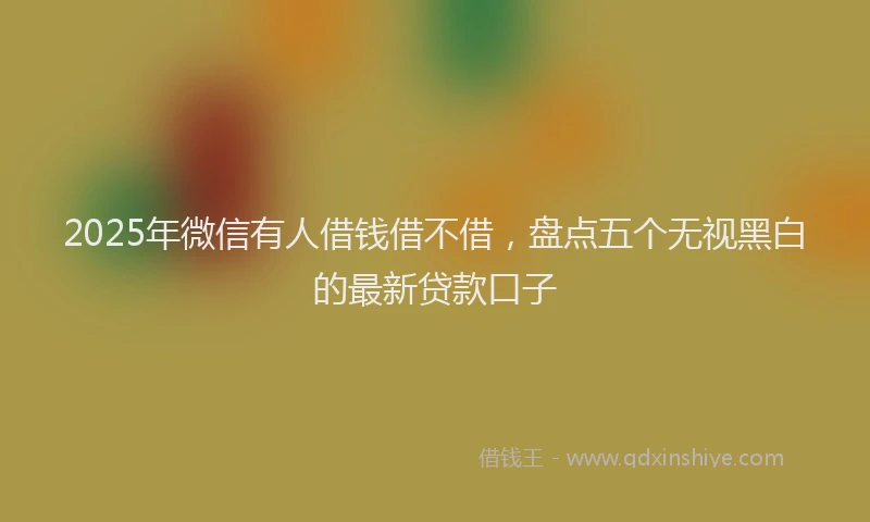 2025年微信有人借钱借不借，盘点五个无视黑白的最新贷款口子