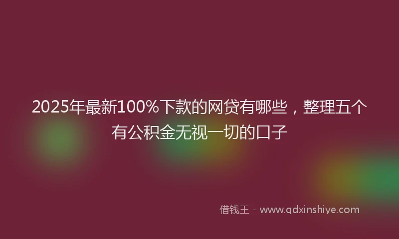 2025年最新100%下款的网贷有哪些，整理五个有公积金无视一切的口子