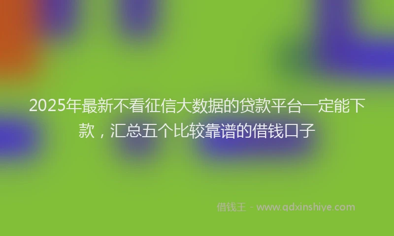 2025年最新不看征信大数据的贷款平台一定能下款，汇总五个比较靠谱的借钱口子