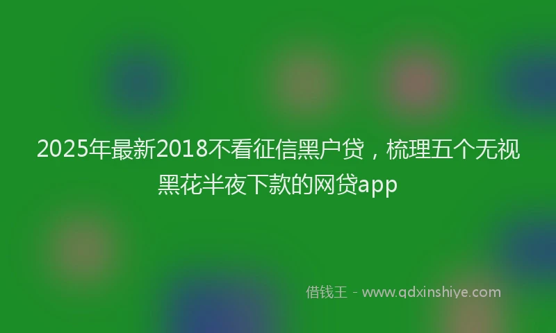 2025年最新2018不看征信黑户贷，梳理五个无视黑花半夜下款的网贷app