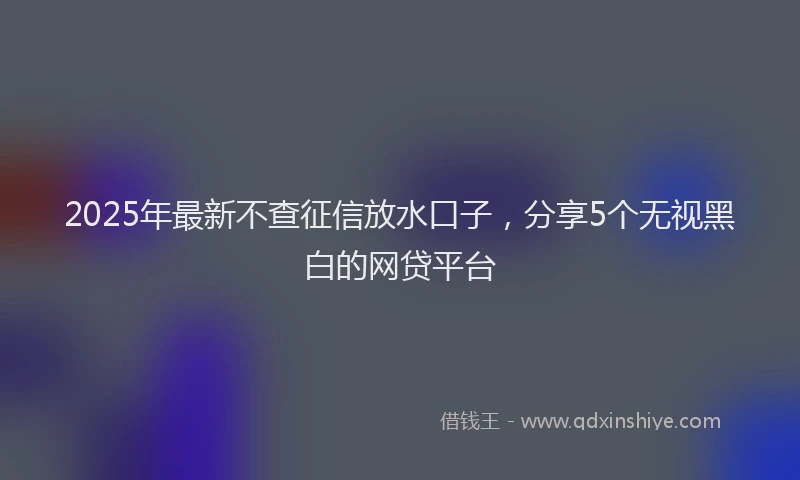 2025年最新不查征信放水口子，分享5个无视黑白的网贷平台