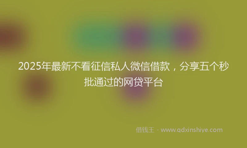 2025年最新不看征信私人微信借款，分享五个秒批通过的网贷平台