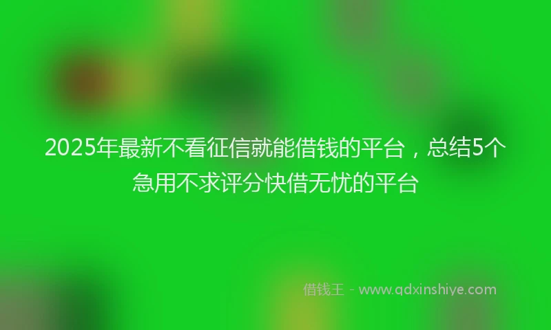 2025年最新不看征信就能借钱的平台，总结5个急用不求评分快借无忧的平台
