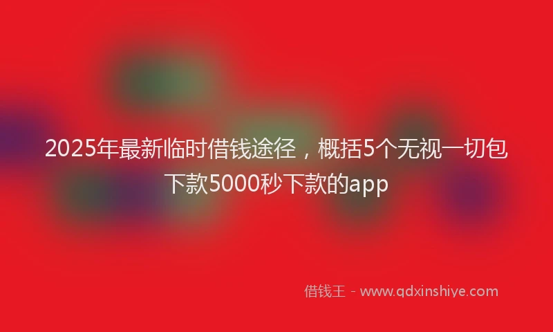 2025年最新临时借钱途径，概括5个无视一切包下款5000秒下款的app