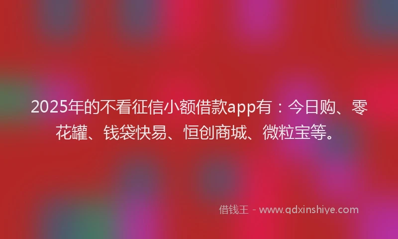 2025年的不看征信小额借款app有：今日购、零花罐、钱袋快易、恒创商城、微粒宝等。