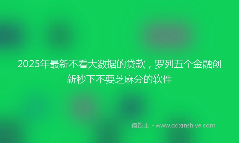 2025年最新不看大数据的贷款，罗列五个金融创新秒下不要芝麻分的软件