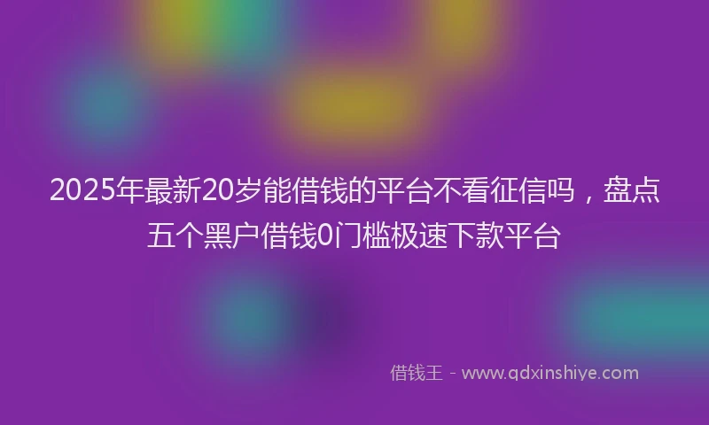2025年最新20岁能借钱的平台不看征信吗，盘点五个黑户借钱0门槛极速下款平台