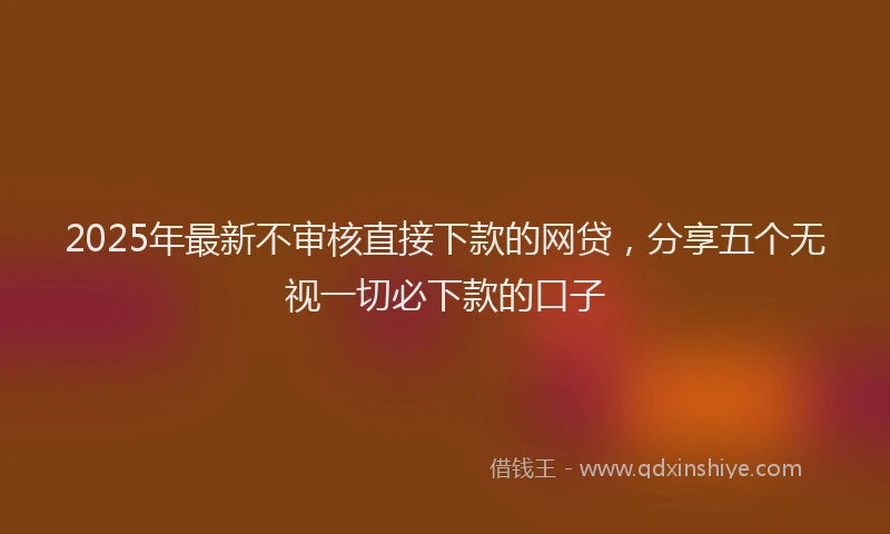 2025年最新不审核直接下款的网贷，分享五个无视一切必下款的口子