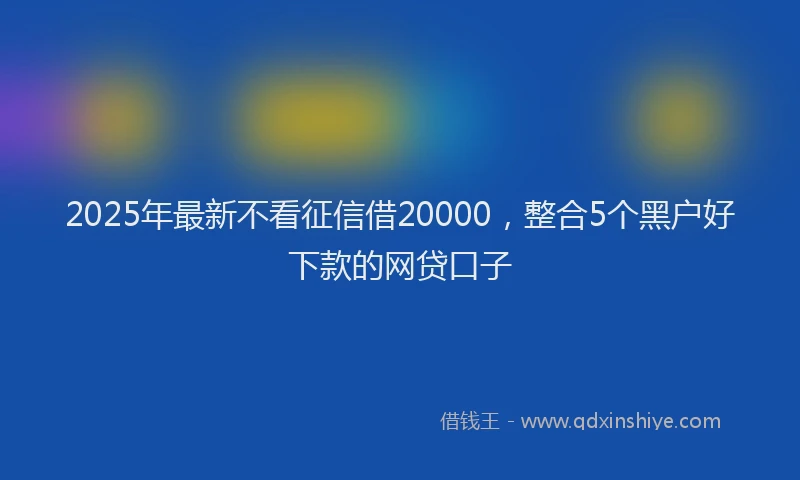 2025年最新不看征信借20000，整合5个黑户好下款的网贷口子