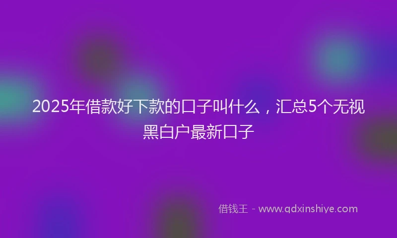 2025年借款好下款的口子叫什么，汇总5个无视黑白户最新口子