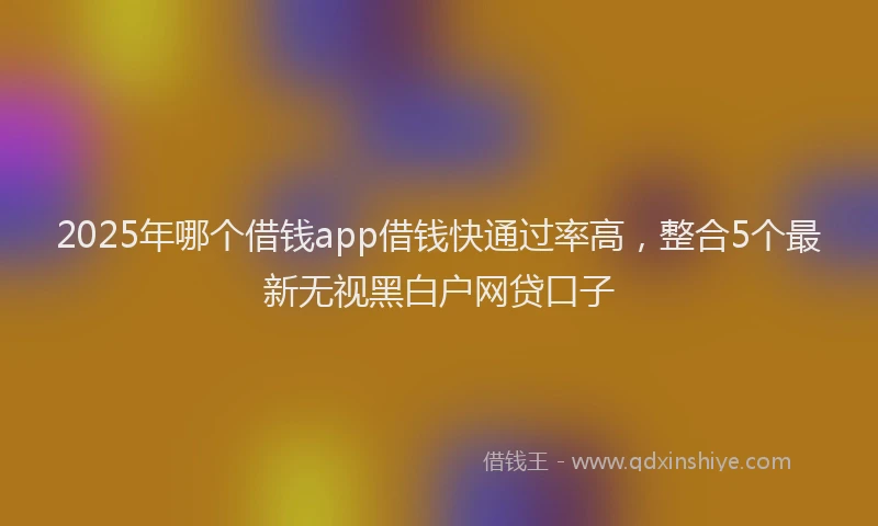 2025年哪个借钱app借钱快通过率高，整合5个最新无视黑白户网贷口子